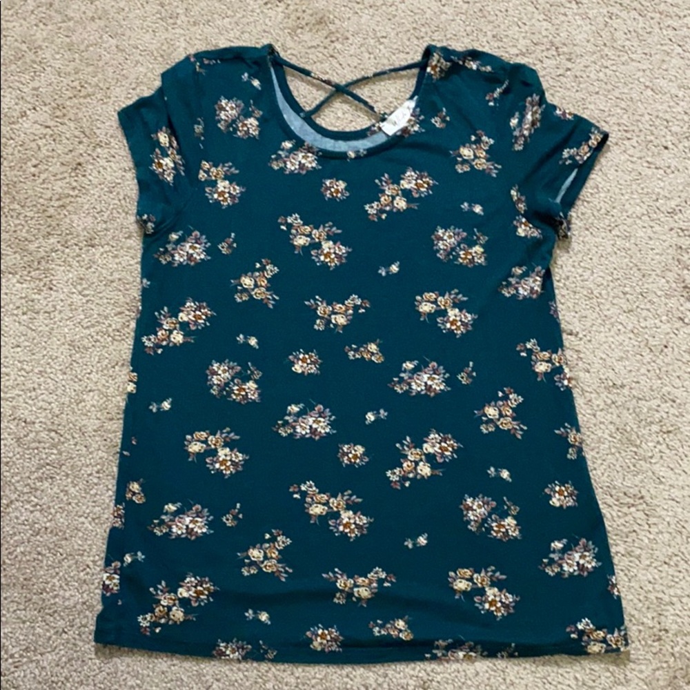 Green T-shirt with floral design